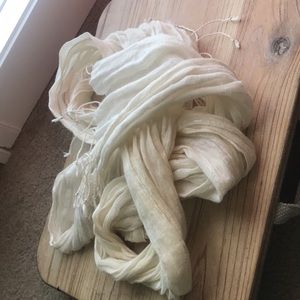 Ralph Lauren Cream w/metallic silver thread scarf